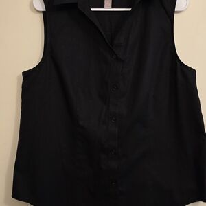 Chico's Black Sleeveless Button-Down Shirt